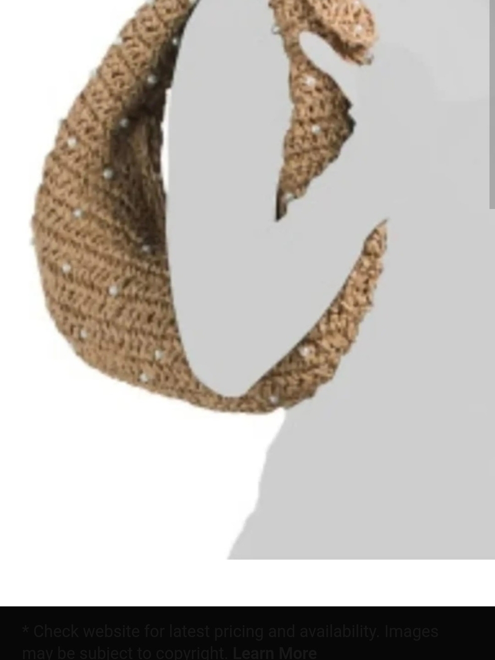 Haute Hippie Pearl-Embellished Woven Straw Tote Bag - Brown Viral Hobo Bag New - Picture 8 of 11